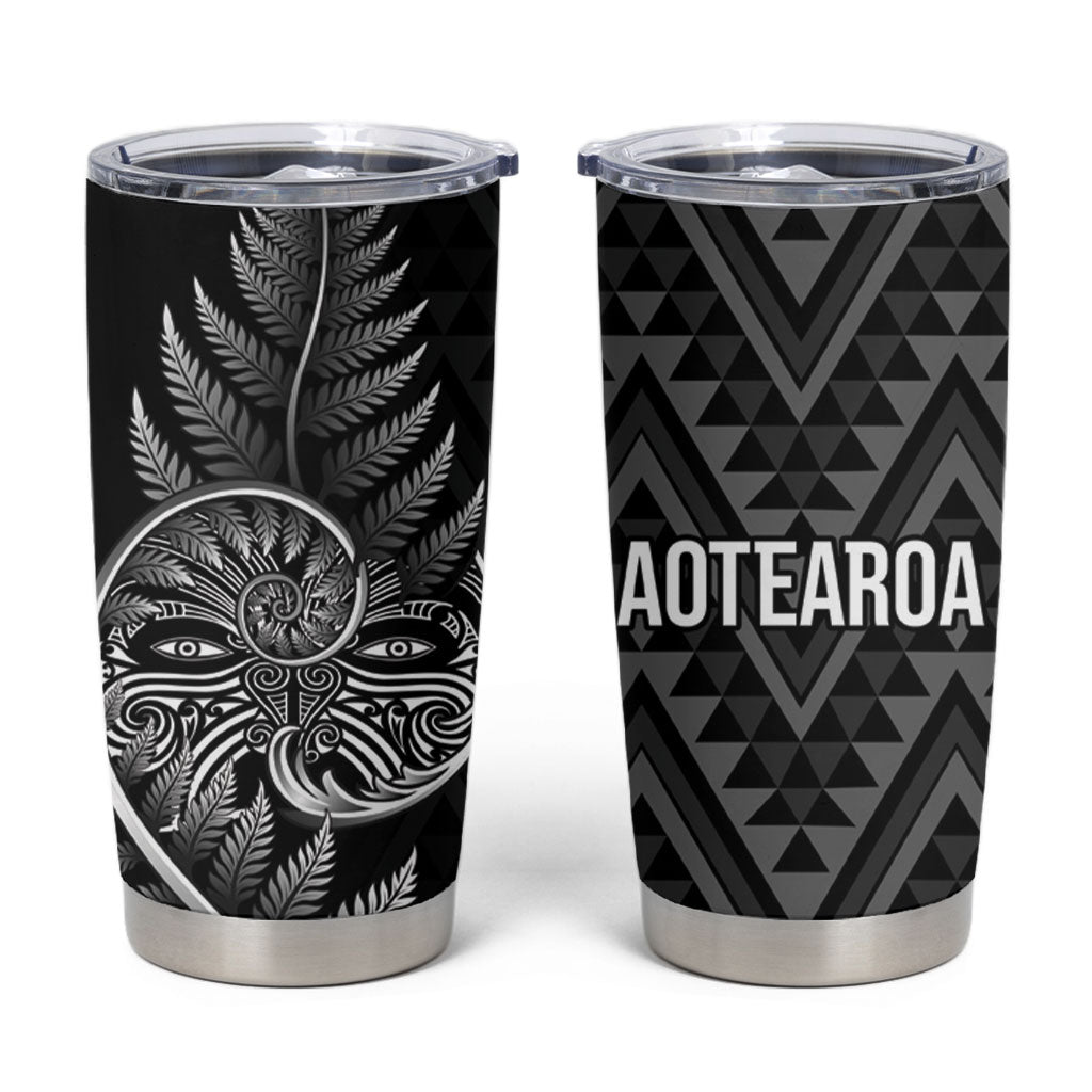 New Zealand Ta Moko Silver Fern Tumbler Cup Taniko Taniwha Motifs