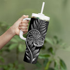 New Zealand Ta Moko Silver Fern Tumbler With Handle Taniko Taniwha Motifs