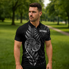 New Zealand Ta Moko Silver Fern Zipper Polo Shirt Taniko Taniwha Motifs