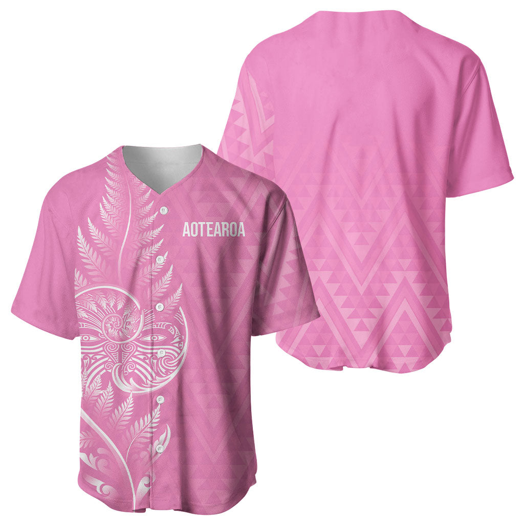 New Zealand Ta Moko Silver Fern Pink Baseball Jersey Taniko Taniwha Motifs