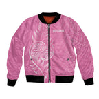 New Zealand Ta Moko Silver Fern Pink Bomber Jacket Taniko Taniwha Motifs