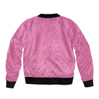 New Zealand Ta Moko Silver Fern Pink Bomber Jacket Taniko Taniwha Motifs