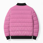 New Zealand Ta Moko Silver Fern Pink Bomber Puffer Jacket Taniko Taniwha Motifs