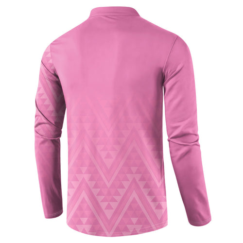 New Zealand Ta Moko Silver Fern Pink Button Sweatshirt Taniko Taniwha Motifs