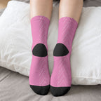 New Zealand Ta Moko Silver Fern Pink Crew Socks Taniko Taniwha Motifs