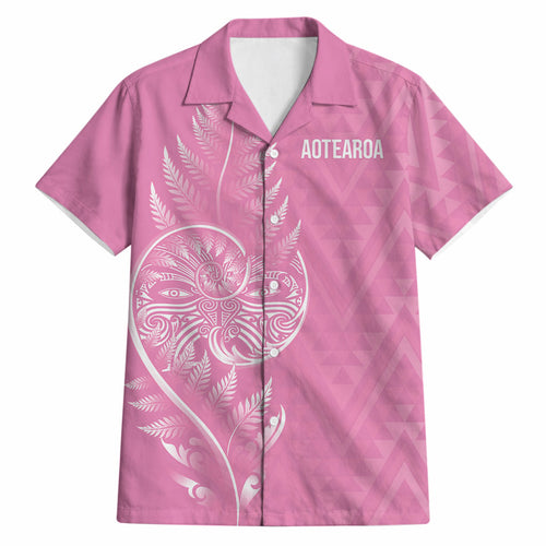 New Zealand Ta Moko Silver Fern Pink Hawaiian Shirt Taniko Taniwha Motifs
