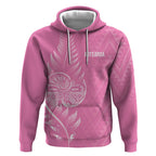 New Zealand Ta Moko Silver Fern Pink Hoodie Taniko Taniwha Motifs