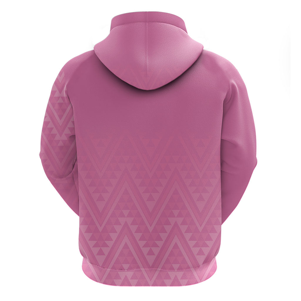New Zealand Ta Moko Silver Fern Pink Hoodie Taniko Taniwha Motifs