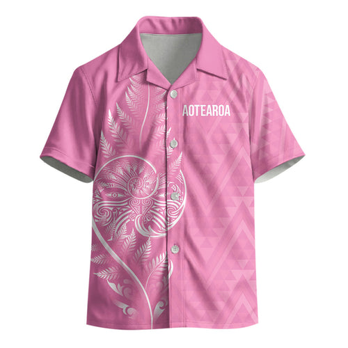 New Zealand Ta Moko Silver Fern Pink Kid Hawaiian Shirt Taniko Taniwha Motifs