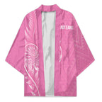 New Zealand Ta Moko Silver Fern Pink Kimono Taniko Taniwha Motifs