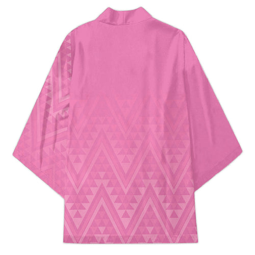 New Zealand Ta Moko Silver Fern Pink Kimono Taniko Taniwha Motifs
