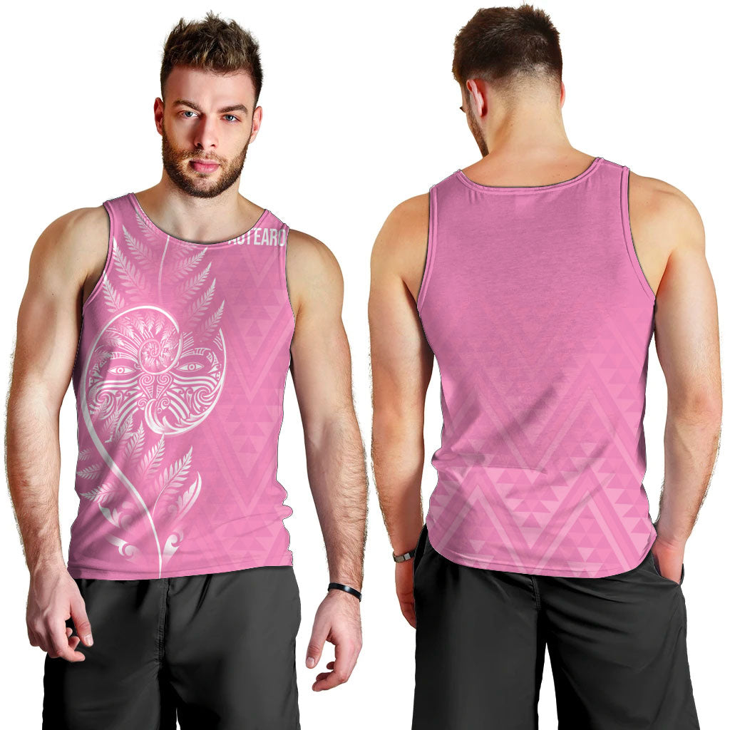 New Zealand Ta Moko Silver Fern Pink Men Tank Top Taniko Taniwha Motifs