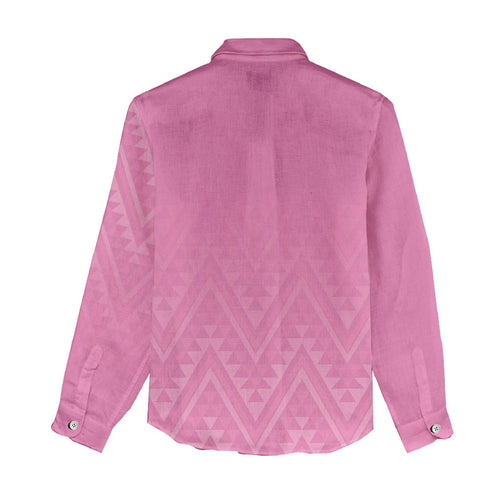 New Zealand Ta Moko Silver Fern Pink Women Casual Shirt Taniko Taniwha Motifs