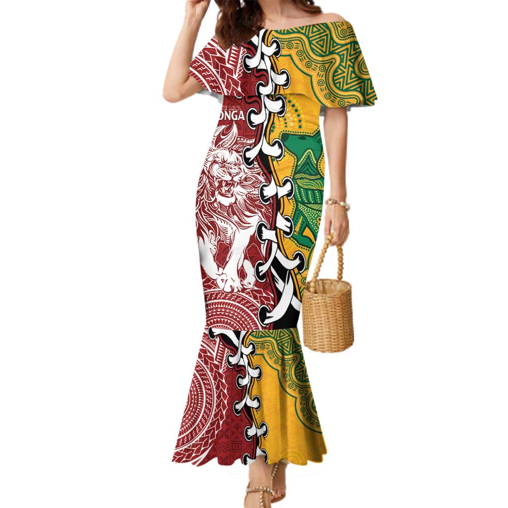 Mate Ma'a Tonga Vs Australia Rugby Personalized Family Matching Mermaid Dress and Hawaiian Shirt Special Mascots