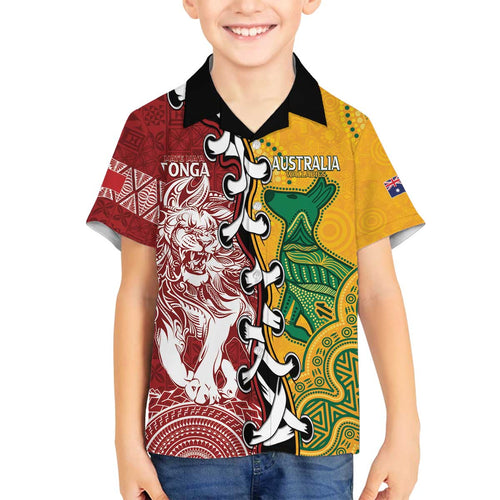Mate Ma'a Tonga Vs Australia Rugby Personalized Family Matching Off The Shoulder Long Sleeve Dress and Hawaiian Shirt Special Mascots