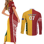 Australia - Tonga Rugby Custom Couples Matching Short Sleeve Bodycon Dress and Long Sleeve Button Shirt Minimalist Dynamic