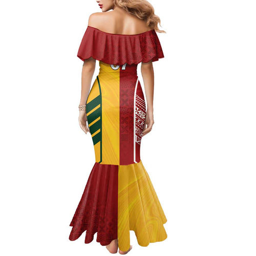 Australia - Tonga Rugby Custom Family Matching Mermaid Dress and Hawaiian Shirt Minimalist Dynamic