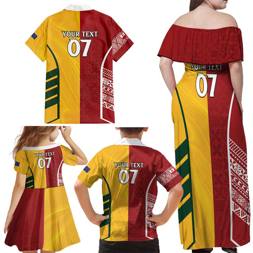 Australia - Tonga Rugby Custom Family Matching Off Shoulder Maxi Dress and Hawaiian Shirt Minimalist Dynamic