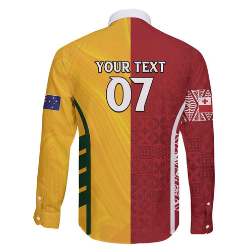 Australia - Tonga Rugby Custom Family Matching Puletasi and Hawaiian Shirt Minimalist Dynamic