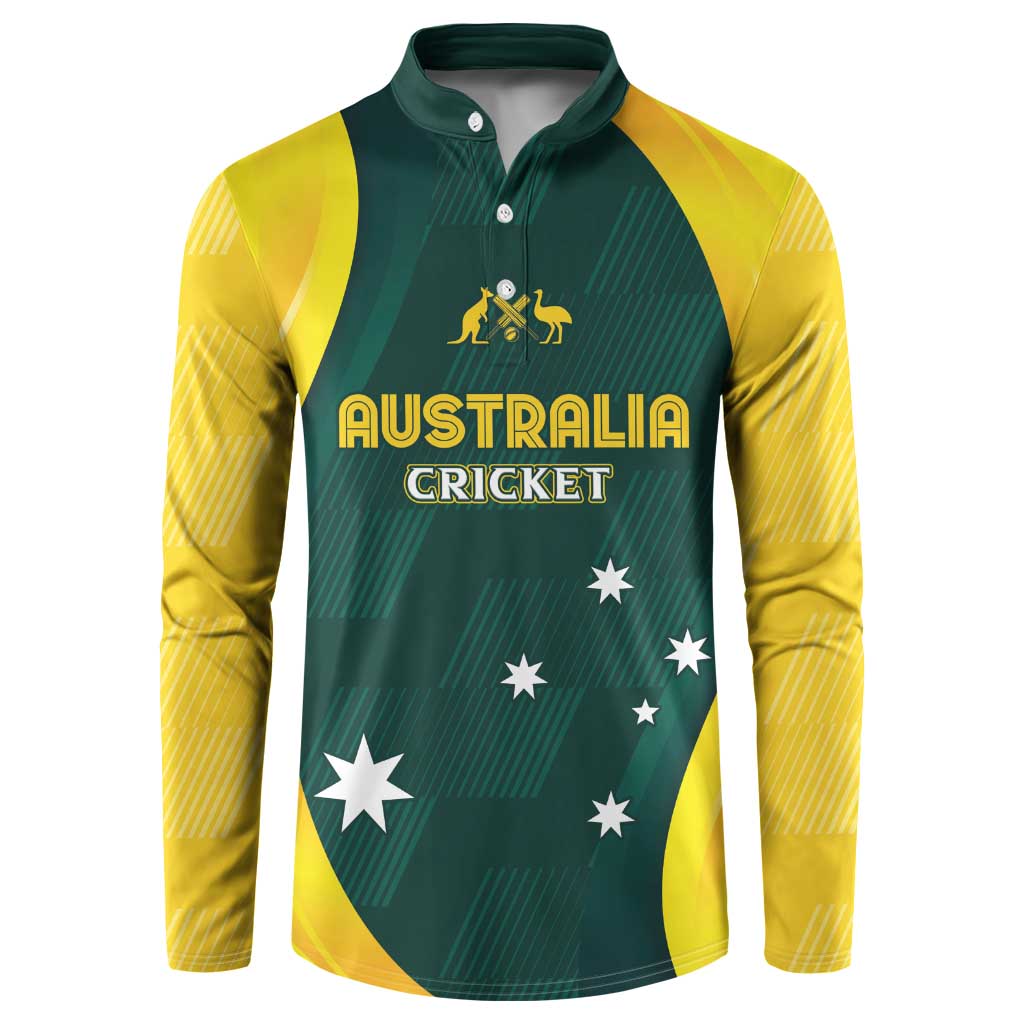 Australia Cricket Custom Button Sweatshirt GO Aussie - Modern Motif