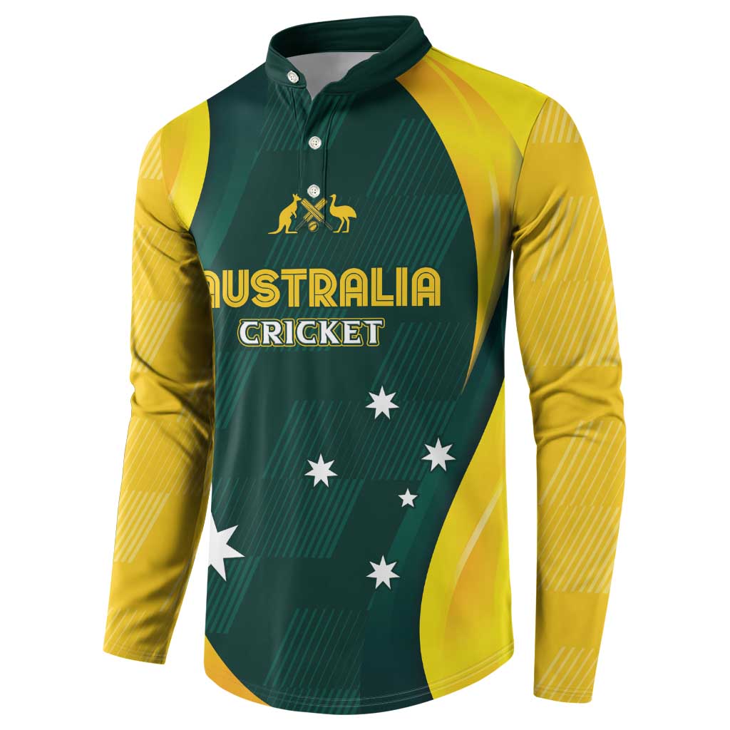 Australia Cricket Custom Button Sweatshirt GO Aussie - Modern Motif