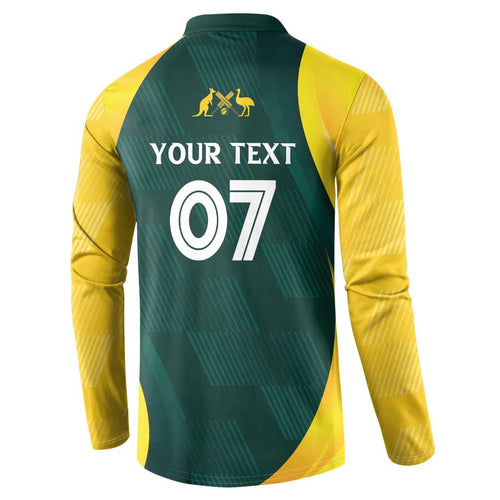 Australia Cricket Custom Button Sweatshirt GO Aussie - Modern Motif