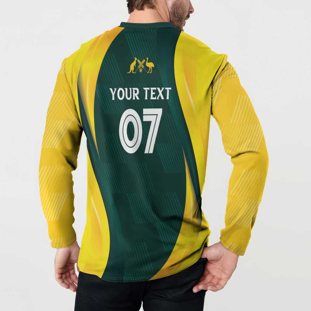 Australia Cricket Custom Button Sweatshirt GO Aussie - Modern Motif