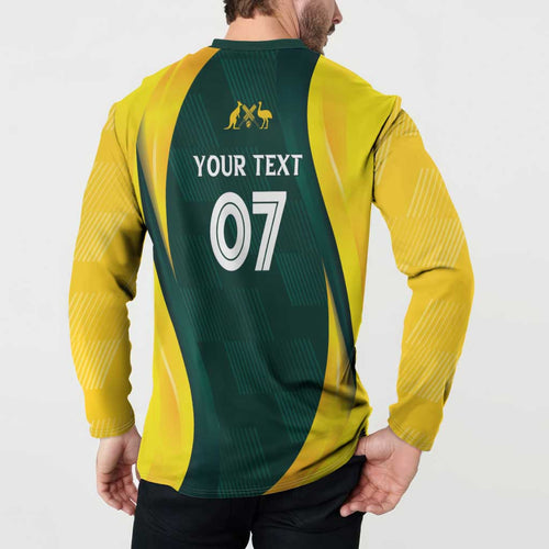 Australia Cricket Custom Button Sweatshirt GO Aussie - Modern Motif