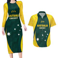 Australia Cricket Custom Couples Matching Long Sleeve Bodycon Dress and Hawaiian Shirt GO Aussie - Modern Motif