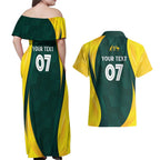Australia Cricket Custom Couples Matching Off Shoulder Maxi Dress and Hawaiian Shirt GO Aussie - Modern Motif