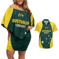 Australia Cricket Custom Couples Matching Off Shoulder Short Dress and Hawaiian Shirt GO Aussie - Modern Motif