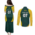 Australia Cricket Custom Couples Matching Puletasi and Long Sleeve Button Shirt GO Aussie - Modern Motif