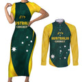 Australia Cricket Custom Couples Matching Short Sleeve Bodycon Dress and Long Sleeve Button Shirt GO Aussie - Modern Motif