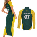 Australia Cricket Custom Couples Matching Short Sleeve Bodycon Dress and Long Sleeve Button Shirt GO Aussie - Modern Motif