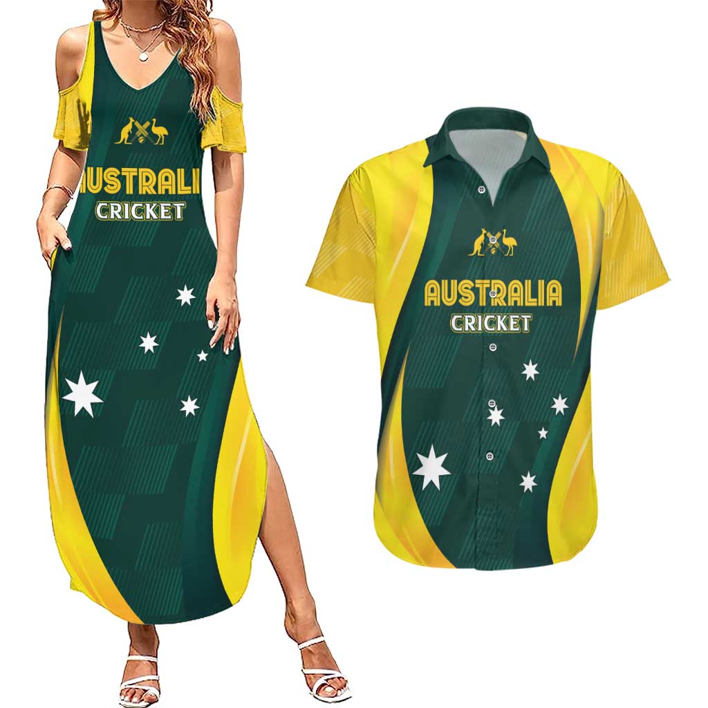 Australia Cricket Custom Couples Matching Summer Maxi Dress and Hawaiian Shirt GO Aussie - Modern Motif