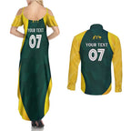 Australia Cricket Custom Couples Matching Summer Maxi Dress and Long Sleeve Button Shirt GO Aussie - Modern Motif