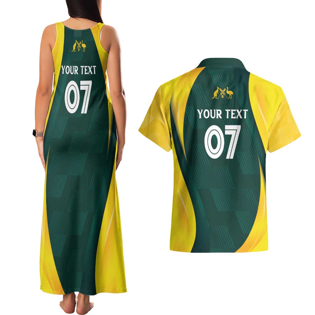 Australia Cricket Custom Couples Matching Tank Maxi Dress and Hawaiian Shirt GO Aussie - Modern Motif