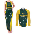 Australia Cricket Custom Couples Matching Tank Maxi Dress and Long Sleeve Button Shirt GO Aussie - Modern Motif