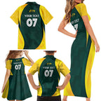 Australia Cricket Custom Family Matching Short Sleeve Bodycon Dress and Hawaiian Shirt GO Aussie - Modern Motif