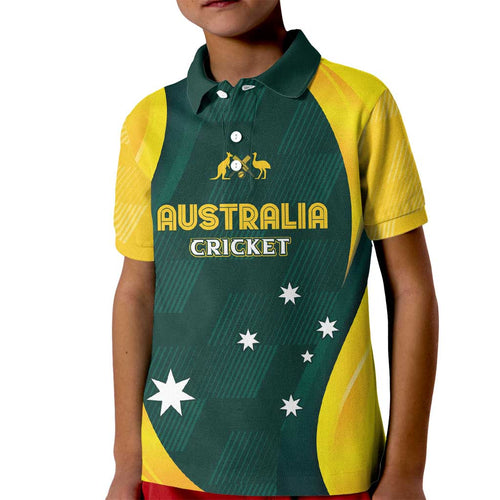 Australia Cricket Custom Kid Polo Shirt GO Aussie - Modern Motif