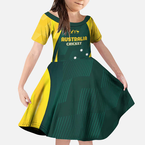 Australia Cricket Custom Kid Short Sleeve Dress GO Aussie - Modern Motif