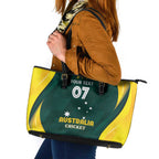 Australia Cricket Custom Leather Tote Bag GO Aussie - Modern Motif
