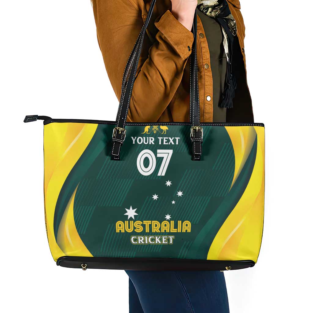 Australia Cricket Custom Leather Tote Bag GO Aussie - Modern Motif