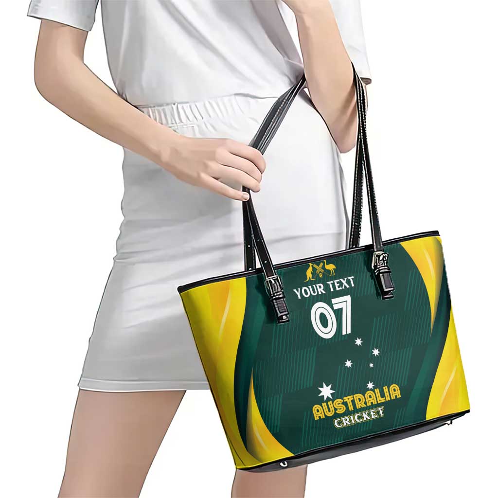 Australia Cricket Custom Leather Tote Bag GO Aussie - Modern Motif