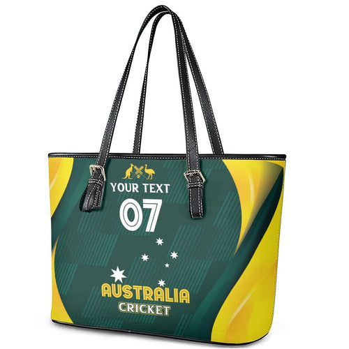 Australia Cricket Custom Leather Tote Bag GO Aussie - Modern Motif