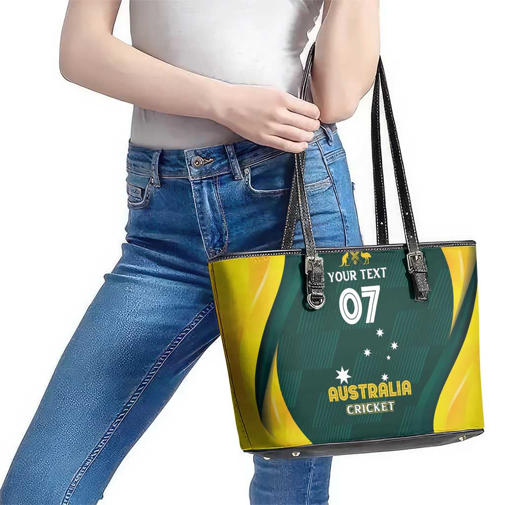 Australia Cricket Custom Leather Tote Bag GO Aussie - Modern Motif
