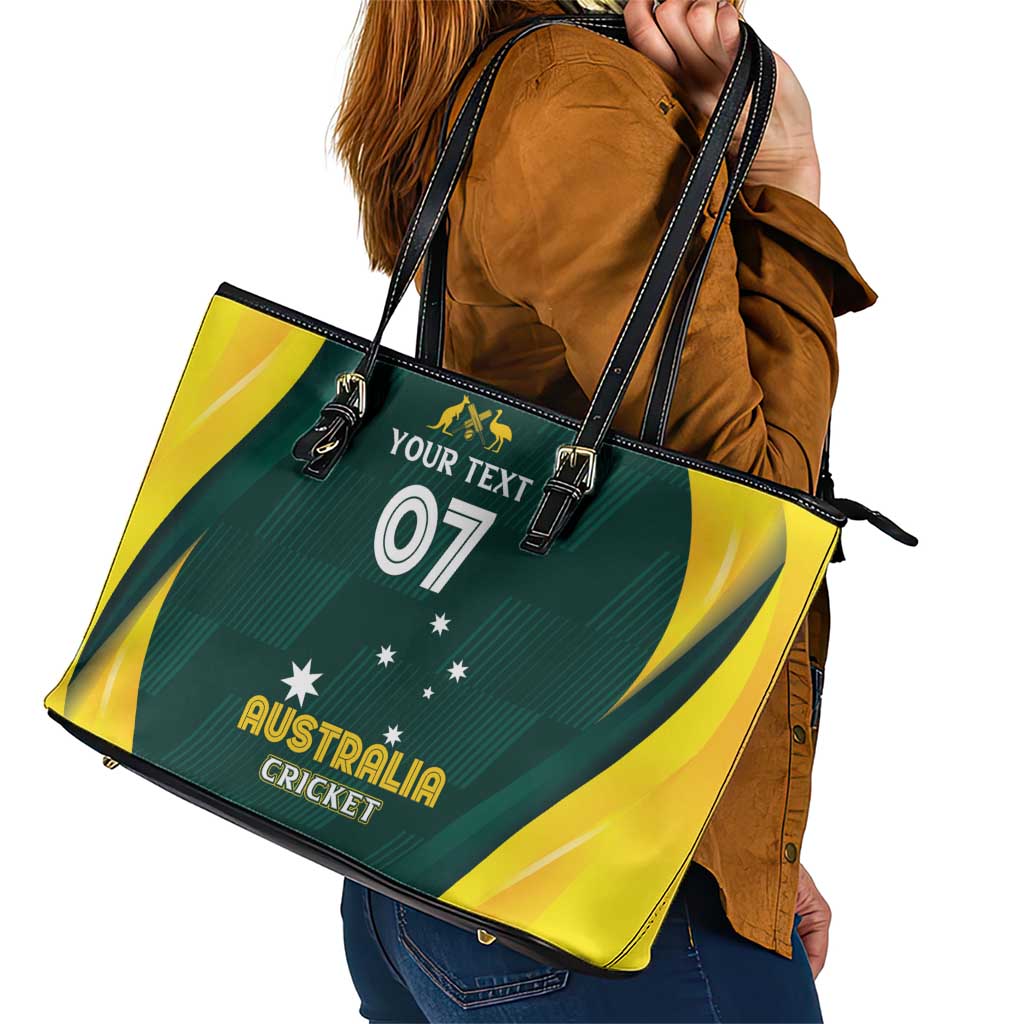 Australia Cricket Custom Leather Tote Bag GO Aussie - Modern Motif