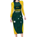 Australia Cricket Custom Long Sleeve Bodycon Dress GO Aussie - Modern Motif
