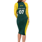 Australia Cricket Custom Long Sleeve Bodycon Dress GO Aussie - Modern Motif