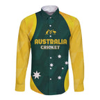 Australia Cricket Custom Long Sleeve Button Shirt GO Aussie - Modern Motif